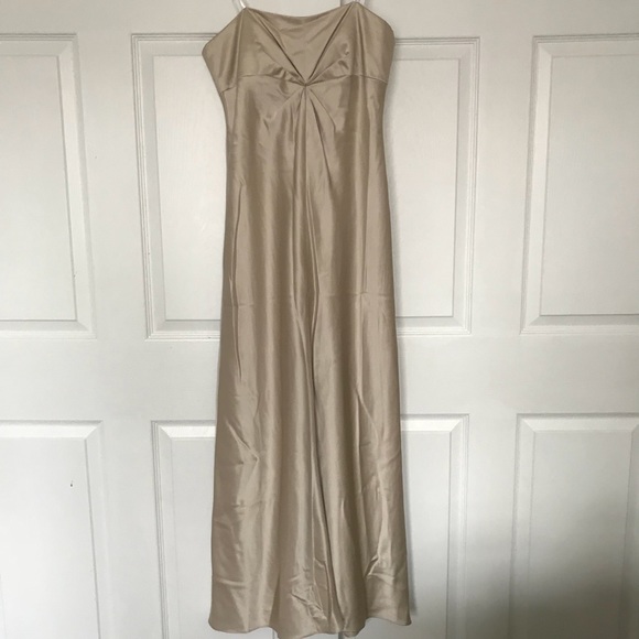🆕Laundry by Shelli Segal petite tan satin‎ dress - Picture 1 of 5